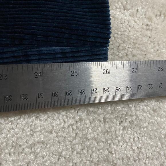 Jos A Bank Pants Mens 35x26* Navy Short Corduroy Pleated Trousers Baggy Wide Leg - Picture 8 of 10